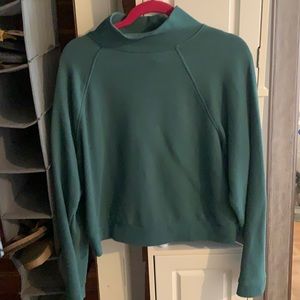 Green mock neck sweatshirt no hood